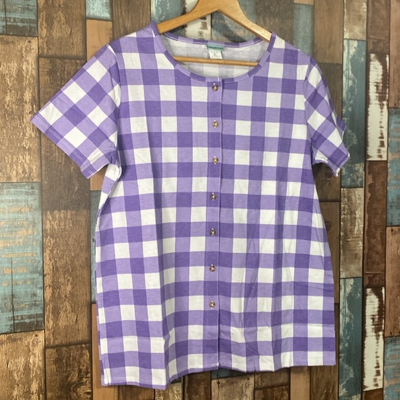 Sara Morgan medium purple checkered button down shirt - Picture 9 of 15